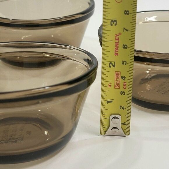 Set of 4 Vintage Anchor Hocking Custard Amber Smoke Glass 1034 Custard C… - Picture 7 of 9